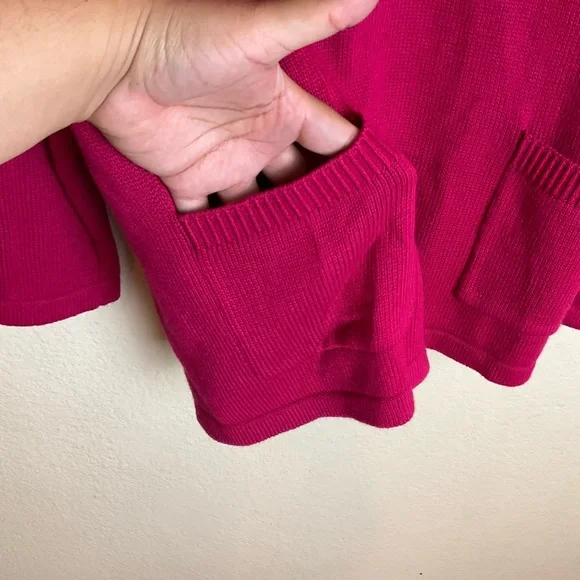 Chico's Fuchsia Cowl Neck TunicSweater Button Detail Cozy Knit Pullover size 3 - Picture 8 of 15